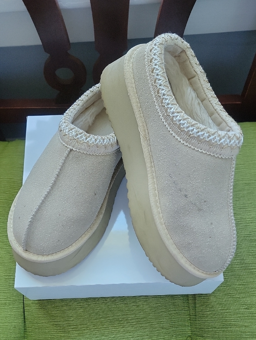 UGG Women's Cream Suede Slip-On Shearling Clog